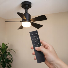 Elegant LED Ceiling Fan Light - Black, 4 Wind Speed Settings, Dimmable, RC & App control