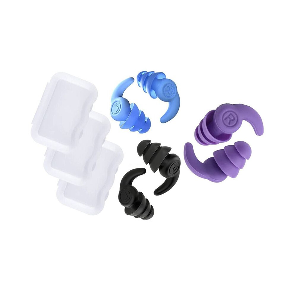 Saudism 3 Pair Silicone Earplugs,Waterproof Swimming Ear Plugs For Adults,Reusable Silicone Swimmer Earplugs,Black++