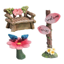Trädgårdsmöbler i Miniatyr Harts Hantverk Ministolsfigur Mikrolandskapsprydnad Fairy Trädgårdsdekor