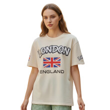 (M, Yellow) Women Union Jack T-shirts Casual Printed Short Sleeve Crewneck Going Out Tops Stylish Summer Streetwear