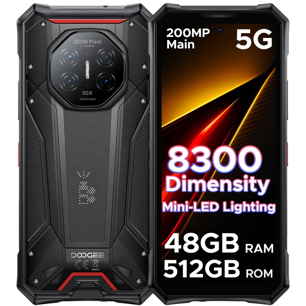 (Black) Doogee S300 Pro 5G Rugged Phone 6.78" 120Hz Dimensity 8300 200Mp Camera 11000Mah Battery 48Gb(16 32Gb) 512Gb Black,Gold 4027021855477