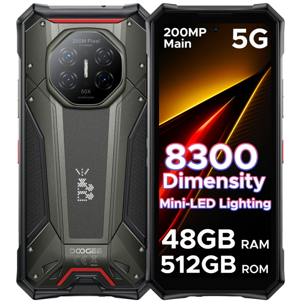 (Gray) Doogee S300 Pro 5G Rugged Phone 6.78" 120Hz Dimensity 8300 200Mp Camera 11000Mah Battery 48Gb(16 32Gb) 512Gb Gold 4027021855484