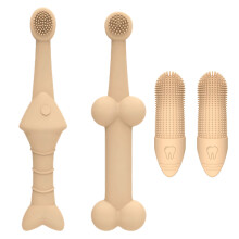 Silikon-Fingerzahnbürsten für Haustiere, vollständige-Cremefarbe