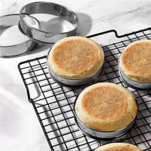 3.15 Inch Muffin Rings Crumpet Rings, 16Pcs Stainless Steel Muffin Rings Molds Double Rolled Tart Rings Round Tart Ring