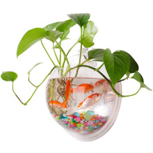 2X Transparent VäXtkruka VäGgmonterad HäNgande Akvarellblomma Rund Vas Kruka AkrylskåL Bubble Aquarium HemväXtkruka