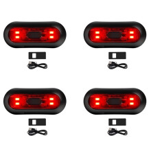 4X LED Helmet Light,Motorcycle Helmet Brake Light Rechargeable Bike Rear Red Safety Warning Light for Night Riding