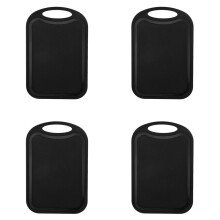 4X Plastic Chopping Block Meat Vegetable Cutting Board Non-Slip Anti Overflow with Hang Hole Chopping Board Black