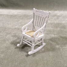 4 Pcs 1:12 Toy Miniature Furniture Wooden Rocking Chairs Toy Accessories for Doll House Decoration,White