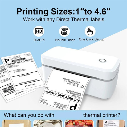X4 Thermal Label Portable Printer for 4x6 Mailing Packages Printing  & Automatic Label Recognition EU Plug