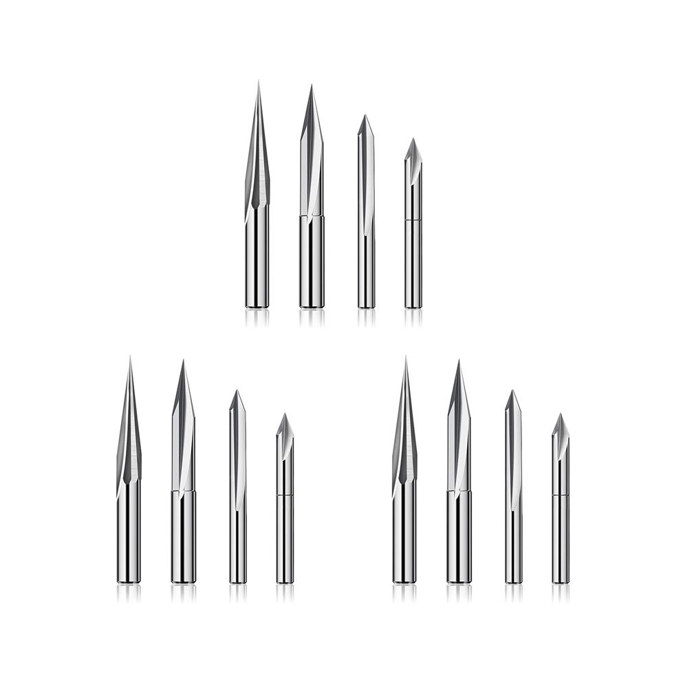 Cnc Router Bits Set 1/4 And 1/8 Shank, Engraving Wood Carving Router Bit 6Mm & 4Mm, V-, Profile Bit, Tungsten Steel 12Pcs 6032048594320