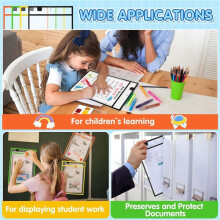 84Piece Work Note Holder Reusable Note Holder Pocket Plastic File Bag Dry Erase Sleeve for Teacher Office Organization C