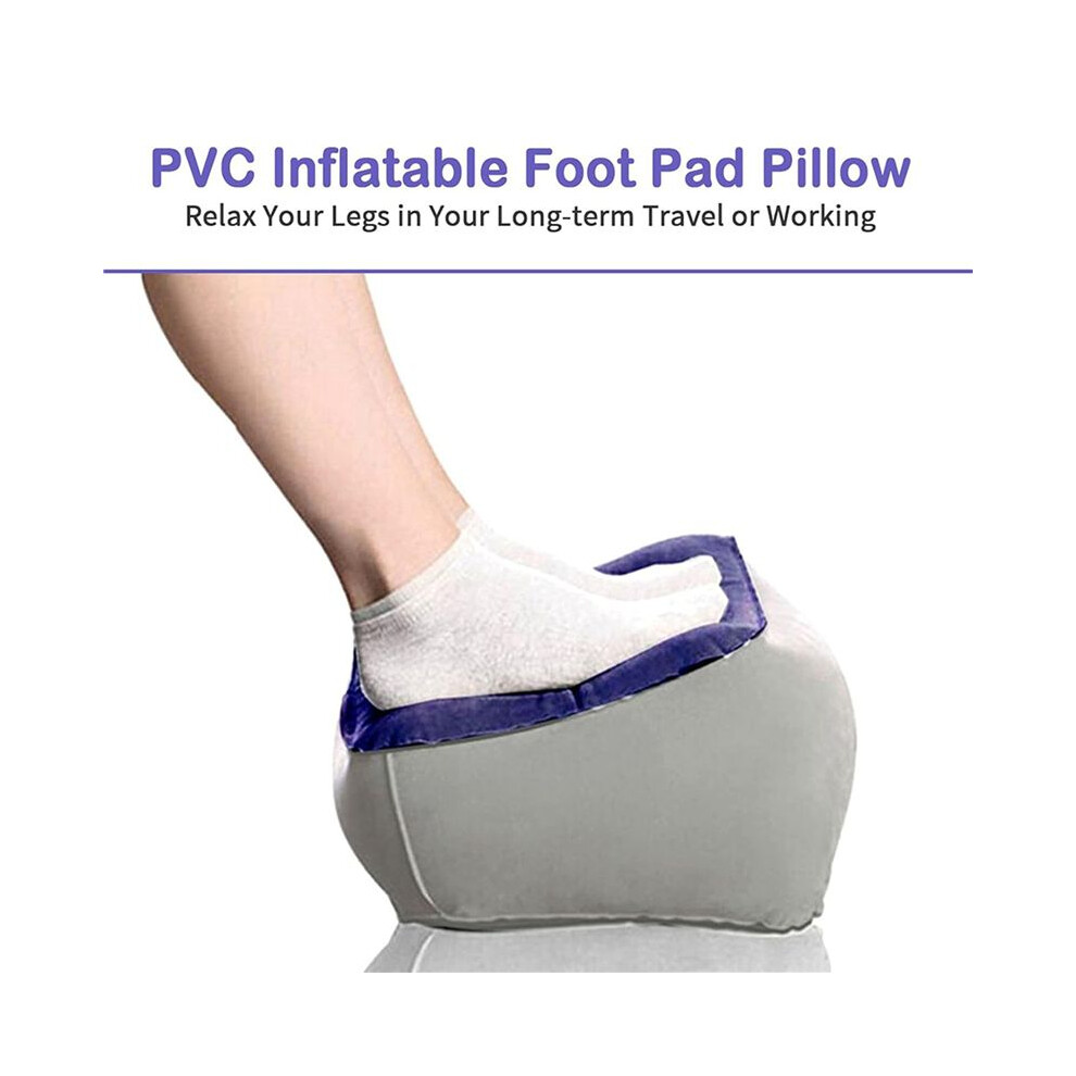 2X PVC Inflatable Foot Pad Pillow, Travel Flocking Pillow Relaxation Pad Outdoor Foot Massage Pad