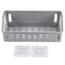 2X Badezimmer Regal Wand Montiert Ablage Korb Schlagen Frei Lager Regal Dusche Organizer Kueche Lagerung Halter Grau