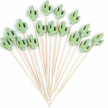 Cocktail-Picks, Handgefertigte Zahnstocher Aus Bambus, 300 StüCk, 13 Cm, GrüNe Kakteen