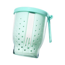 Salat-Obstbecher mit Tragegriff, integrierter Gabel,-Blau