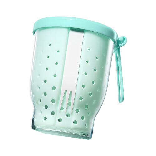 Salat-Obstbecher mit Tragegriff, integrierter Gabel,-Blau