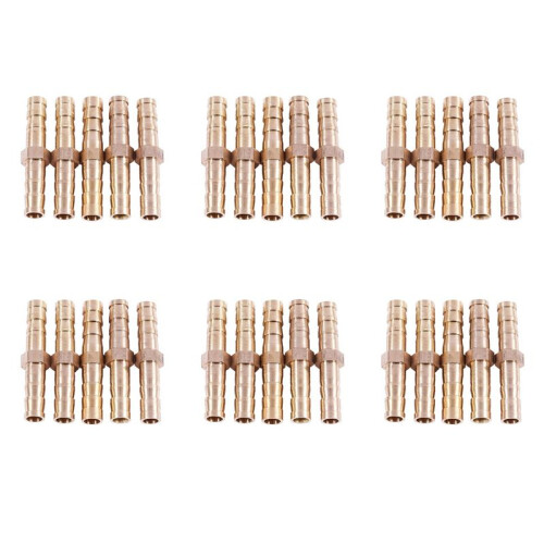 30 Pcs Gold Tone Brass Straight Hose Connector Joiner