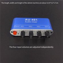 2X  5V-12V AU-401 Stereo-Audiomischer, 4 Eingänge, 1 Ausgang, Individuelle Steuerung der Platine, Tonmischung, DIY-Kopfhörerverstärker