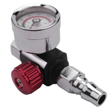 4Pc 1/4 Inch Bsp Air Regulator Valve Tool Durable Small Tail Pressure Gauge 48 X 60mm with Nozzle for Spray Tool