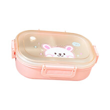 Multi Compartment Plastic Lunch Box Portable Detachable-Pink