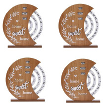 4X Wooden Calendar Home Porch Decoration Office Desktop Decoration Manual Rotating Desk Calendar Sweet House A