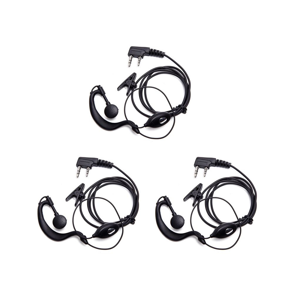 3X Walkie Talkie Headset 2 Pin K-Plug Wired Two Way Ham Radio Earpiece For Bf-888S Uv5r 992 Earwear 6032564983851