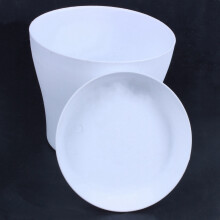 2X Plastic Plant Flower Pot Planter With Saucer Tray Round Gloss White Upper Caliber -, 17cm / 6.69 inch