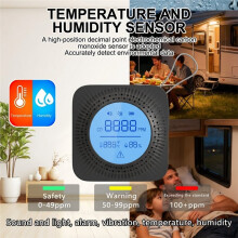 Portable Outdoor Carbon Monoxide Detector CO Alarm Electrochemical Sensor Battery Powered for Home Safety