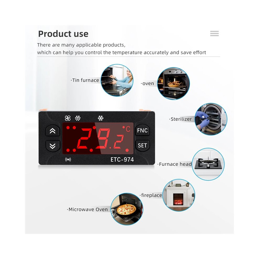 Etc-974 Temperature Controller Refrigerator Defrosting Heating Control Thermoregulator With Dual Sensor 220V 6033075679318