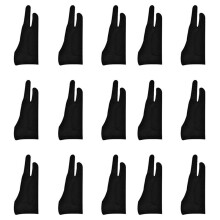 Luvas de Artista de 15 Unidades para Tablet Luva de Desenho Digital Dois Dedos Engrossar Palma da MãO Luva de RejeiçãO para Bloco Gráfico (S)