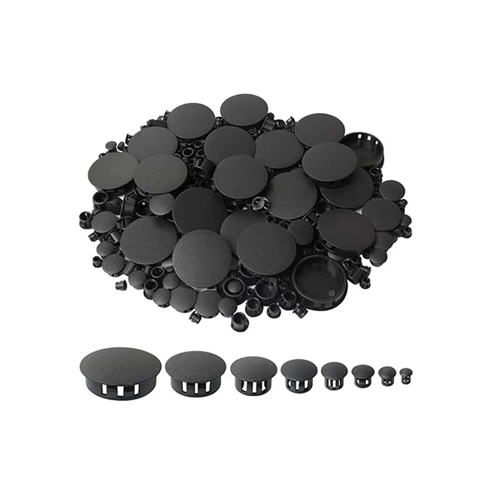 320 Plug Hole Plugs, Hole Cover Snap-In Keyhole Plugs, Panel Hole Plug Decorative Covers For Kitchen Cabinets(Black) Black 4713114524305