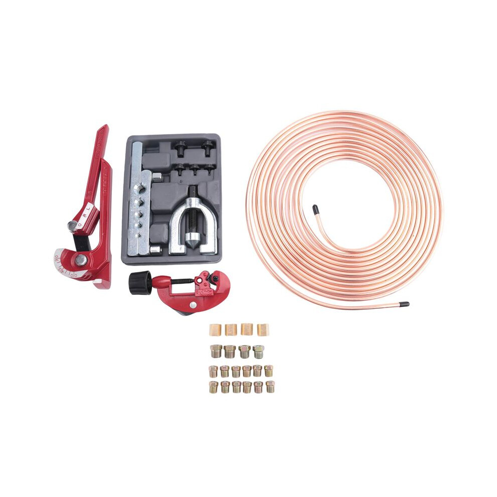 1/4 Brake - Brake Tubing Kit 25 Ft. With 16 Inverted Flare Fittings And 4 Unions+Double & Single Flaring Tool Kit 4711589452598