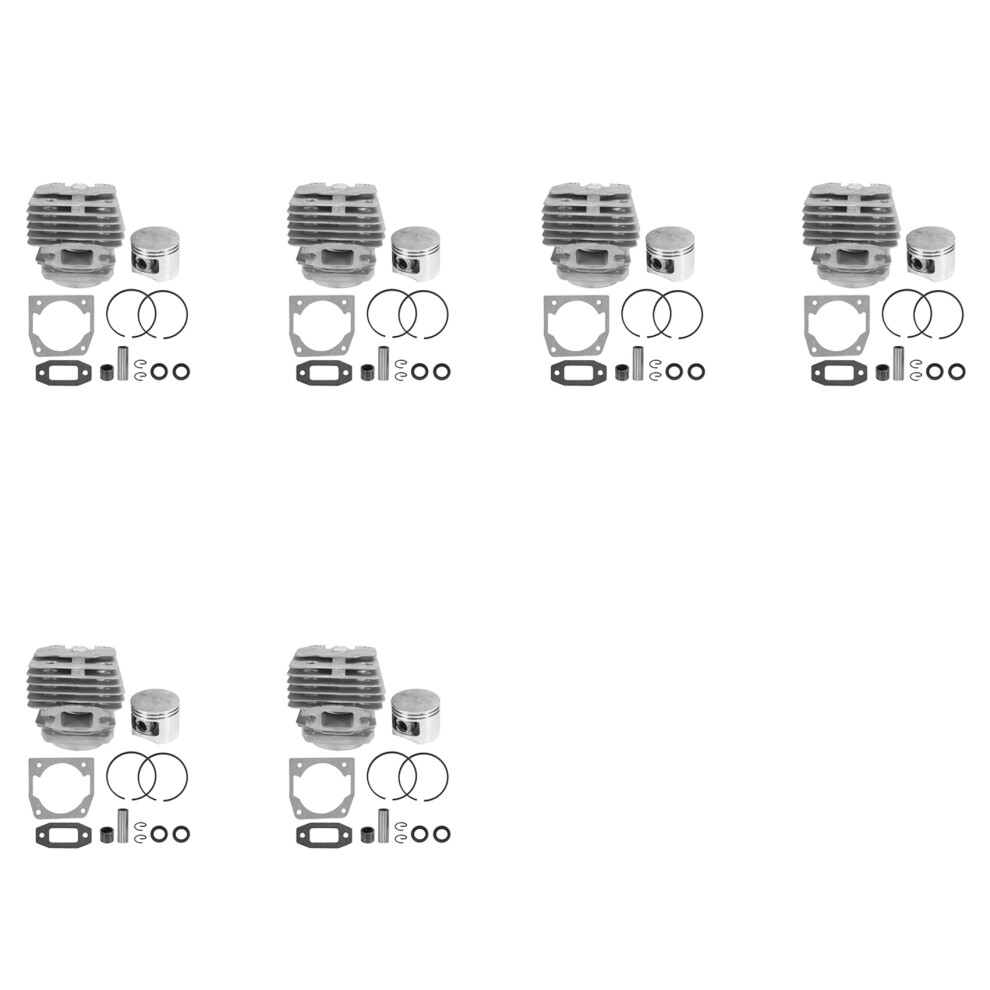 6 Set Diameter 45Mm Chainsaw Cylinder And Piston Set Fit 52 52Cc Chainsaw Spare Parts For Gasoline/Oil Chainsaw Spares Silver 4713687176307