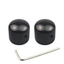 2Pcs Metal Dome Top Knobs with Hole Electric Bass Guitar-Black