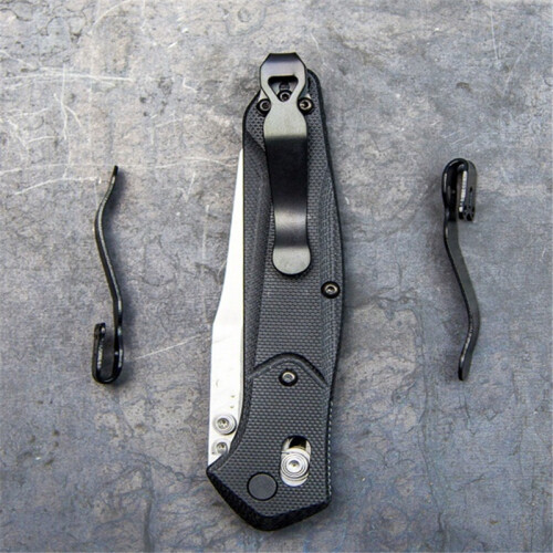 (Black) Custom Deep Carry Titanium Pocket Clip Back Clamp for Benchmade/Emerson/ProTech 2
