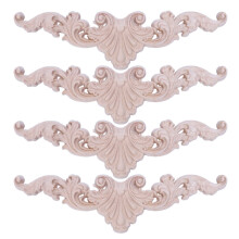 4X Wood Geschnitzte Ecke Onlay Applique Frame Decor Möbel Handwerk Unlackiert Typ: 20 x 5cm