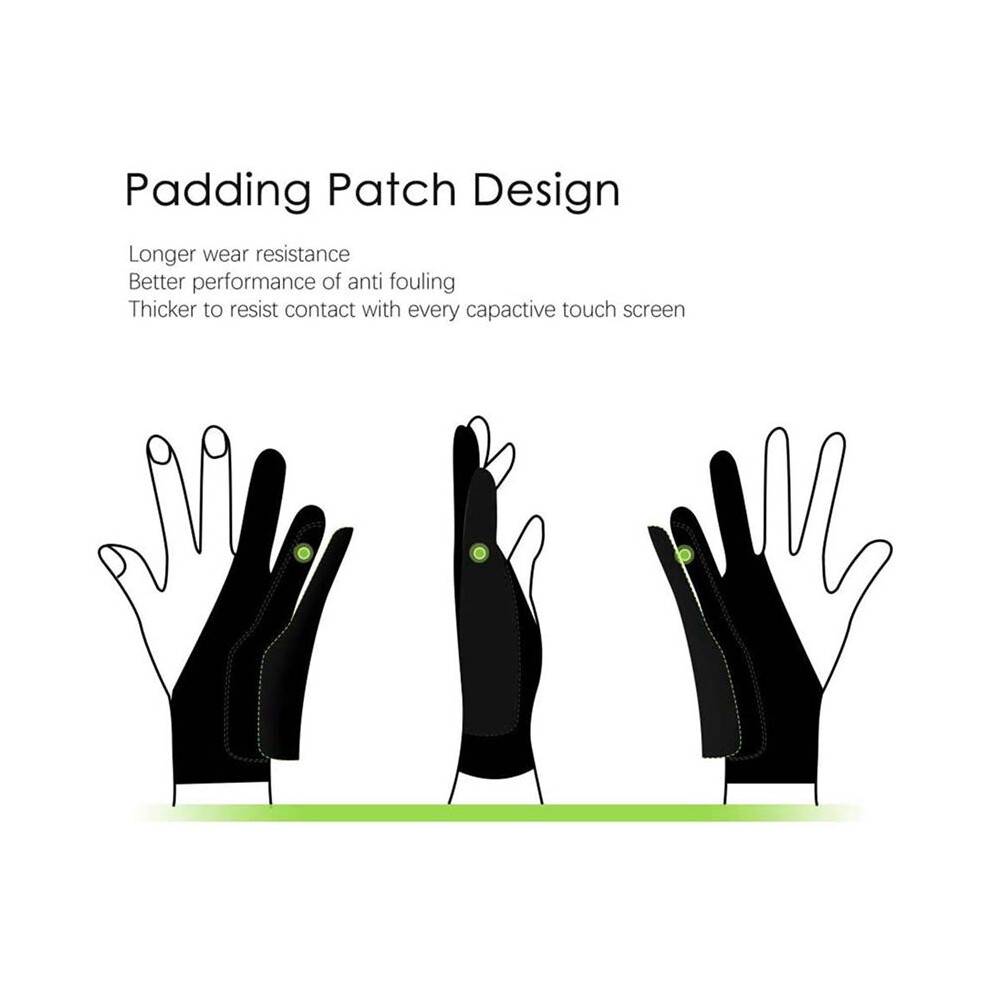 15 Pack Artist Gloves for Tablet Digital Drawing Glove Two Fingers Thicken  Rejection Glove for  Pad (S)