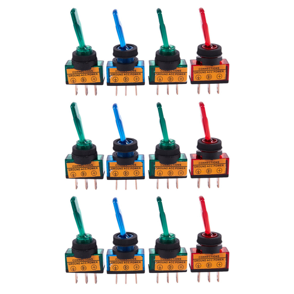12Pc 12V 20A Illuminated Toggle Control Car Boat Dash Spst /Off Light 6031947227896