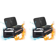 2X Feuerfeste Ordnertaschen, Feuerfeste und Wasserdichte Dokumentenbox mit Geldtasche, Feuerfeste Safetasche mit Schloss