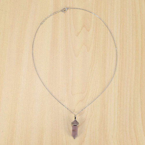 3X Crystal Hexagonal Healing Point Amethyst Pendant Pendentif Cut Collier