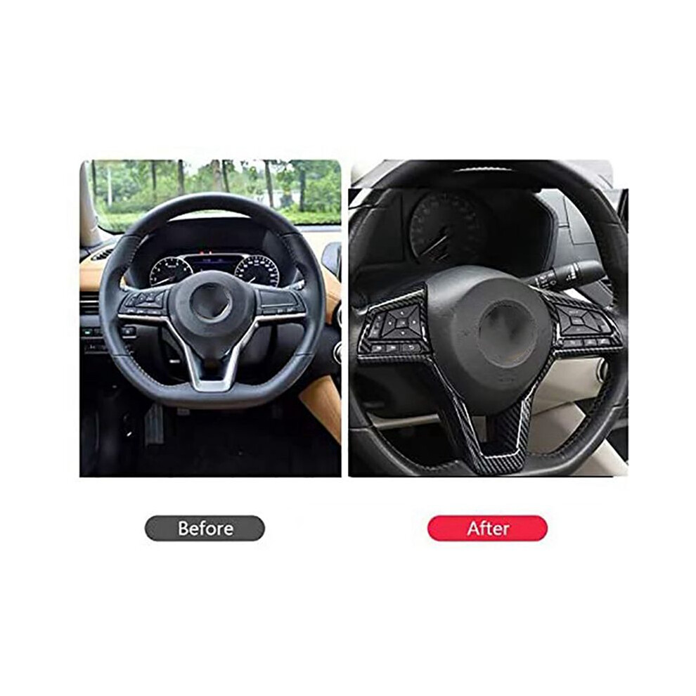 15X Carbon Fiber Steering Wheel Decoration Cover Frame Trim For Rogue Altima Sentra Kicks Leaf Versa Accessories 6031444474274