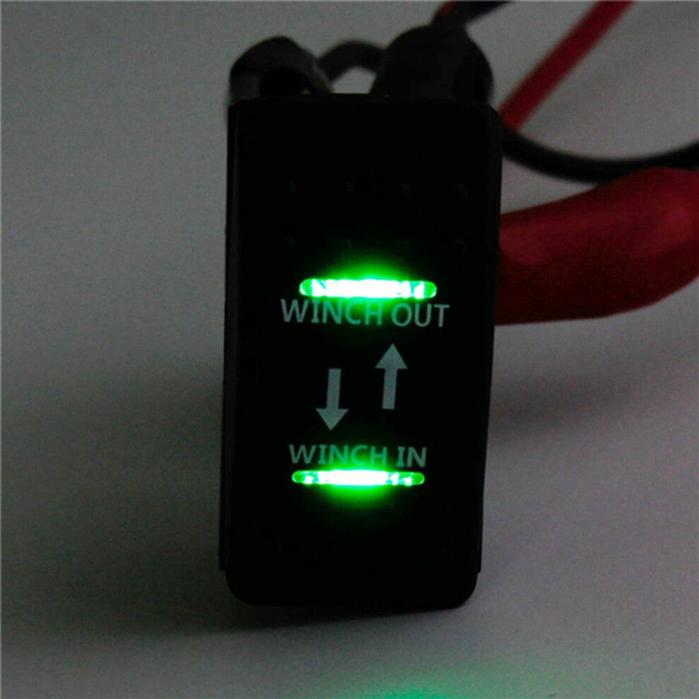2X 12V 20A Winch In Winch Out -Off- Rocker 7 Pin Led Green 4712480972871