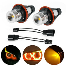 8000K Amber LED Angel Eye  Halo Light Bulbs Lamps for - E39 E53 E60 E63 E64 E66 E87 5 6 7 X3 X5 [Pack of 4 Pcs]