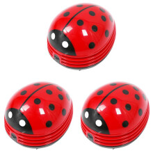 3X Ladybug Patterned Battery-Operated Vacuum Table Dust Cleaner, Red