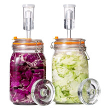 Fortgeschrittenes Fermentationsset, 1,5-Liter-Glasbehälter mit Gewichten und Gärröhrchen für Sauerkraut, Wein und Mehr, 2er-Pack