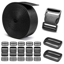 2" Hochleistungs-Schnallen- und Gurtset, 6er-Pack Schnellverschlüsse, 6 Yards Nylongurtband, 12 Tri-Glide-Clips