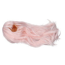 Peluca de muñeca de algodón rizada seda suave 35-39 cm rosa claro