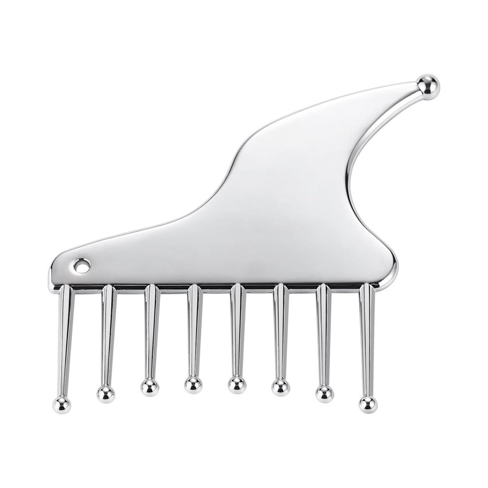 Tlily Multi-Functional Stainless Steel Scalp Massage Comb, Portable Guasha Scraping Comb Tool For Scalp, Facial, Shoulders