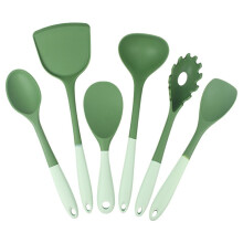 Zweifarbiges Silikon-Küchenhelfer-Set, Antihaftpfanne, Silikonspatel, Suppenlöffel, Pulvergreifer