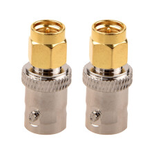 2X Gold-Ton SMA Stecker Auf Silber Ton BNC-Buchse Adapter